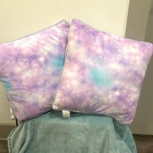 Tiny Dreamers - Two 18x18 mystic universe purple pillows trimmed in silver!